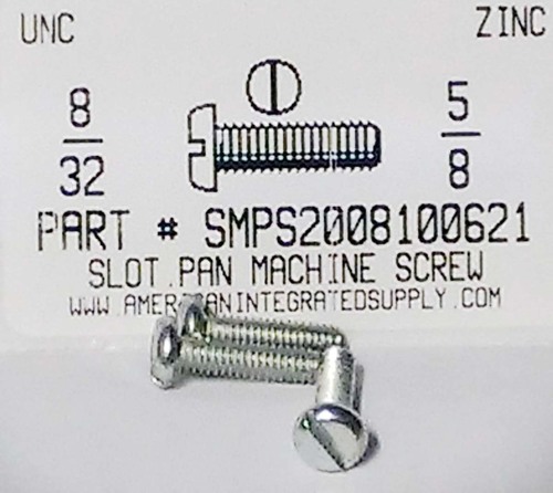 #8-32X5/8 PAN HEAD SLOTTED MACHINE SCREW STEEL ZINC PLATED