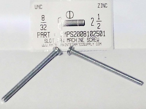 #8-32X2-1/2 PAN HEAD SLOTTED MACHINE SCREW STEEL ZINC PLATED