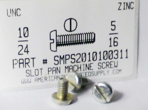 #10-24X5/16 PAN HEAD SLOTTED MACHINE SCREW STEEL ZINC PLATED