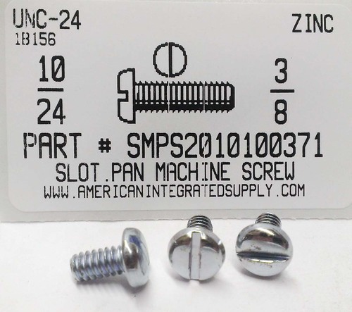 #10-24X3/8 PAN HEAD SLOTTED MACHINE SCREW STEEL ZINC PLATED