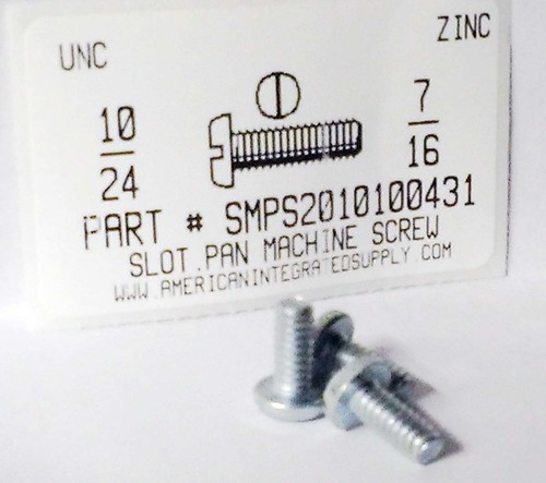 #10-24X7/16 PAN HEAD SLOTTED MACHINE SCREW STEEL ZINC PLATED