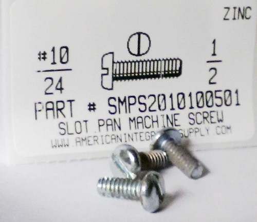 #10-24X1/2 PAN HEAD SLOTTED MACHINE SCREW STEEL ZINC PLATED
