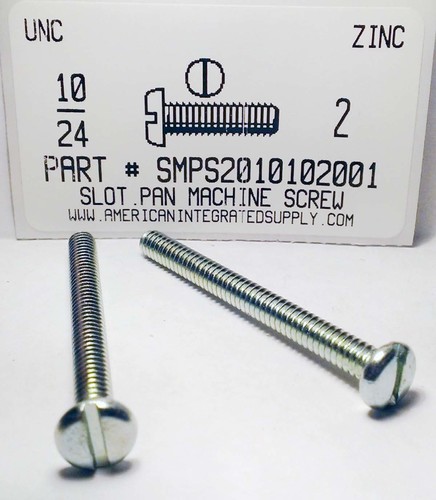 #10-24X2 PAN HEAD SLOTTED MACHINE SCREW STEEL ZINC PLATED
