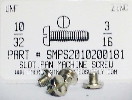#10-32X3/16 PAN HEAD SLOTTED MACHINE SCREW STEEL ZINC PLATED (DISCONTINUED)