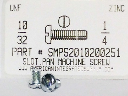 #10-32X1/4 PAN HEAD SLOTTED MACHINE SCREW STEEL ZINC PLATED