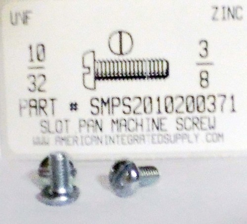 #10-32X3/8 PAN HEAD SLOTTED MACHINE SCREW STEEL ZINC PLATED