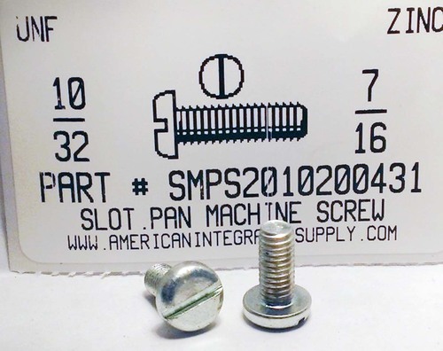 #10-32X7/16 PAN HEAD SLOTTED MACHINE SCREW STEEL ZINC PLATED