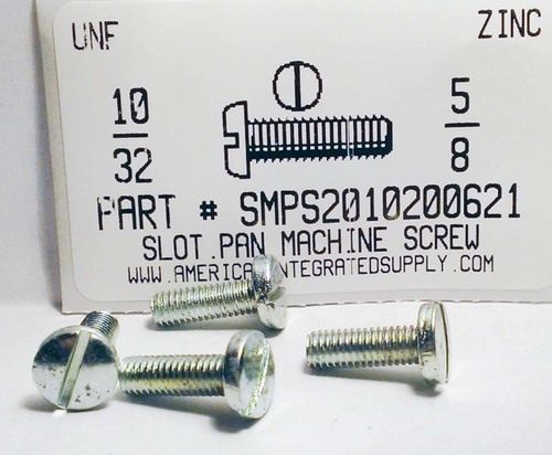 #10-32X5/8 PAN HEAD SLOTTED MACHINE SCREW STEEL ZINC PLATED