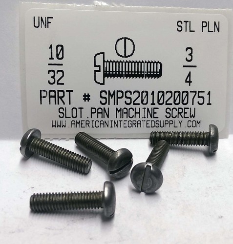 #10-32X3/4 PAN HEAD SLOTTED MACHINE SCREW STEEL ZINC PLATED