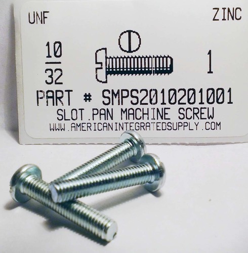 #10-32X1 PAN HEAD SLOTTED MACHINE SCREW STEEL ZINC PLATED