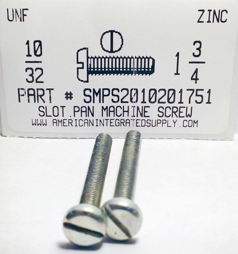 #10-32X1-3/4 PAN HEAD SLOTTED MACHINE SCREW STEEL ZINC PLATED