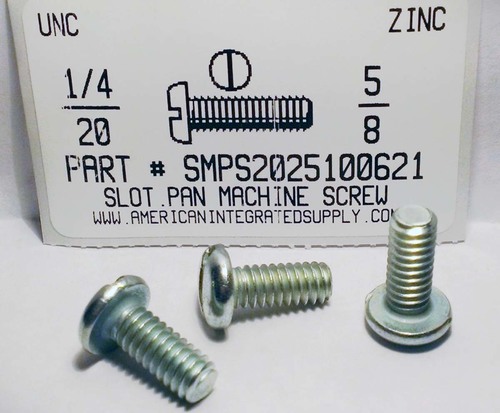1/4-20X5/8 PAN HEAD SLOTTED MACHINE SCREW STEEL ZINC PLATED