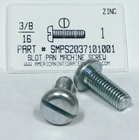 3/8-16X1 PAN HEAD SLOTTED MACHINE SCREW STEEL ZINC PLATED