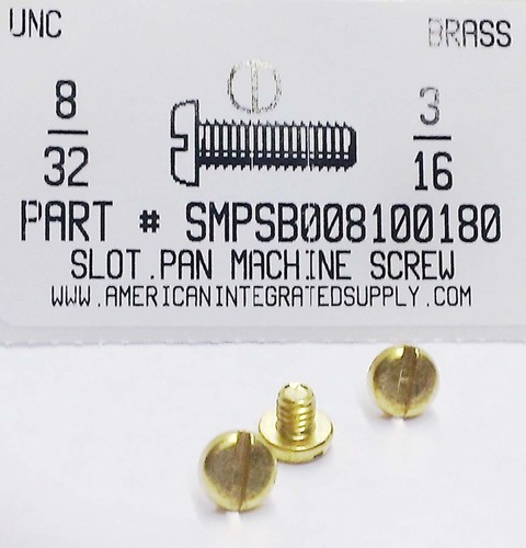 #8-32X3/16 PAN HEAD SLOTTED MACHINE SCREW BRASS