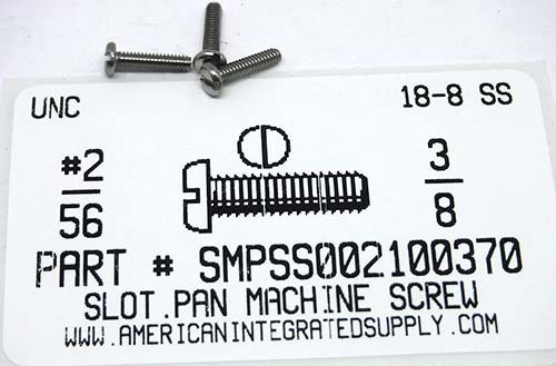 #2-56X3/8 PAN HEAD SLOTTED MACHINE SCREW 18-8 STAINLESS STEEL