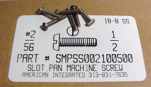 #2-56X1/2 PAN HEAD SLOTTED MACHINE SCREW 18-8 STAINLESS STEEL