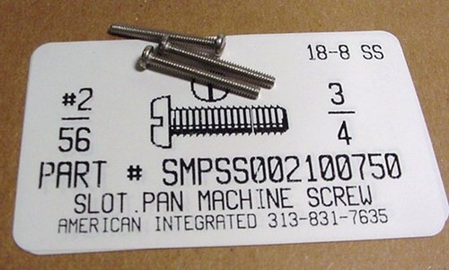 #2-56X3/4 PAN HEAD SLOTTED MACHINE SCREW 18-8 STAINLESS STEEL