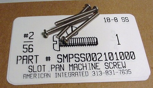 #2-56X1 PAN HEAD SLOTTED MACHINE SCREW 18-8 STAINLESS STEEL