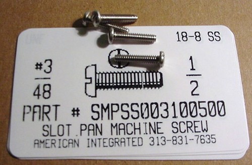 #3-48X1/2 PAN HEAD SLOTTED MACHINE SCREW 18-8 STAINLESS STEEL