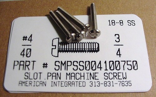 #4-40X3/4 PAN HEAD SLOTTED MACHINE SCREW 18-8 STAINLESS STEEL