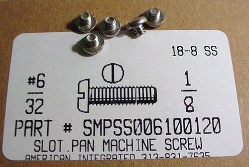 #6-32X1/8 PAN HEAD SLOTTED MACHINE SCREW 18-8 STAINLESS STEEL