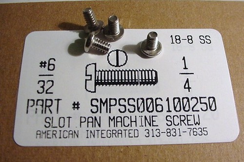 #6-32X1/4 PAN HEAD SLOTTED MACHINE SCREW 18-8 STAINLESS STEEL