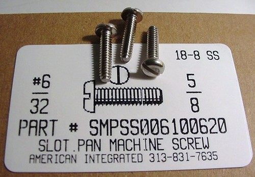 #6-32X5/8 PAN HEAD SLOTTED MACHINE SCREW 18-8 STAINLESS STEEL