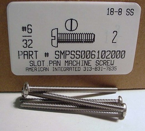 #6-32X2 PAN HEAD SLOTTED MACHINE SCREW 18-8 STAINLESS STEEL