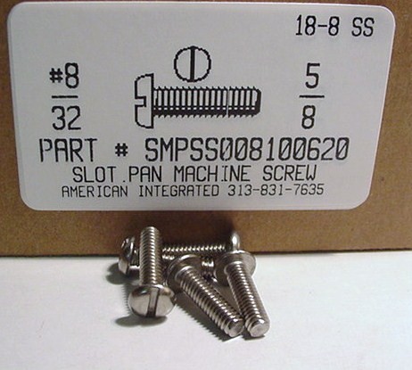 #8-32X5/8 PAN HEAD SLOTTED MACHINE SCREW 18-8 STAINLESS STEEL