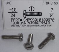 #10-24X7/8 PAN HEAD SLOTTED MACHINE SCREW 18-8 STAINLESS STEEL