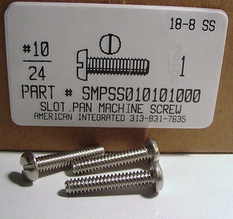 #10-24X1 PAN HEAD SLOTTED MACHINE SCREW 18-8 STAINLESS STEEL