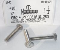 #10-24X1-1/4 PAN HEAD SLOTTED MACHINE SCREW 18-8 STAINLESS STEEL