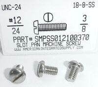 #12-24X3/8 PAN HEAD SLOTTED MACHINE SCREW 18-8 STAINLESS STEEL