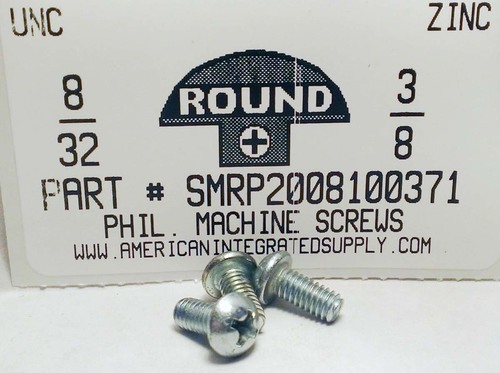 #8-32X3/8 ROUND HEAD PHILLIPS MACHINE SCREW STEEL ZINC PLATED