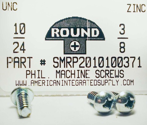 #10-24X3/8 ROUND HEAD PHILLIPS MACHINE SCREW STEEL ZINC PLATED