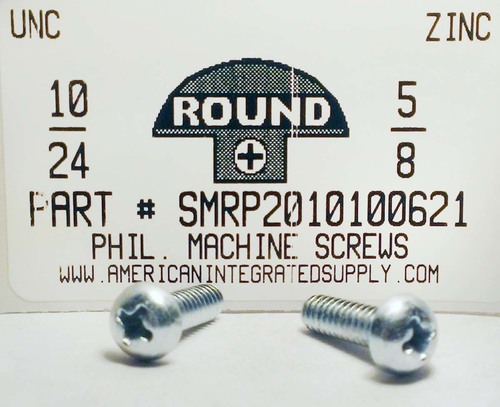 #10-24X5/8 ROUND HEAD PHILLIPS MACHINE SCREW STEEL ZINC PLATED