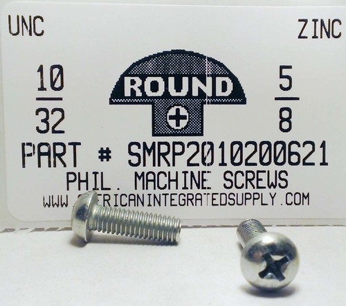 #10-32X5/8 ROUND HEAD PHILLIPS MACHINE SCREW STEEL ZINC PLATED