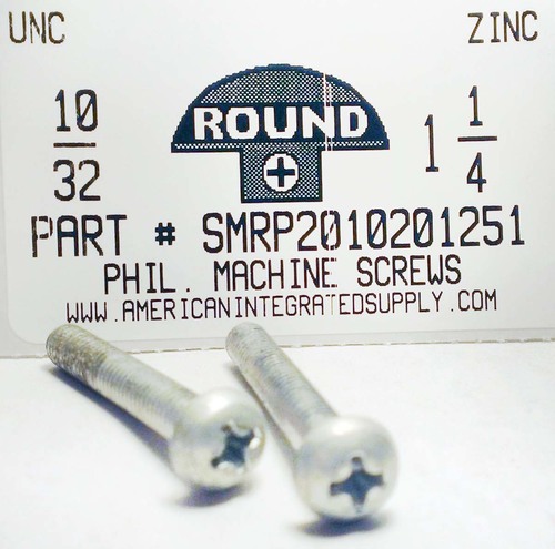 #10-32X1-1/4 ROUND HEAD PHILLIPS MACHINE SCREW STEEL ZINC PLATED
