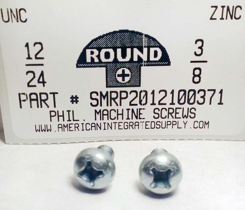 #12-24X3/8 ROUND HEAD PHILLIPS MACHINE SCREW STEEL ZINC PLATED (DISCONTINUED)