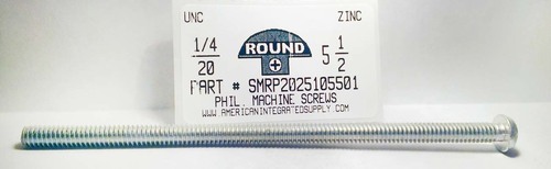 1/4-20X5-1/2 ROUND HEAD PHILLIPS MACHINE SCREW STEEL ZINC PLATED