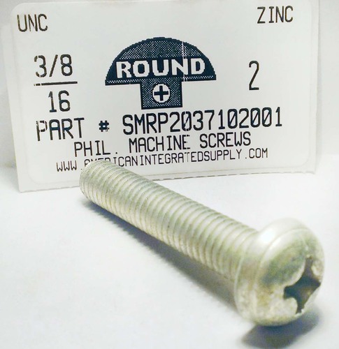 3/8-16X2 ROUND HEAD PHILLIPS MACHINE SCREW STEEL ZINC PLATED