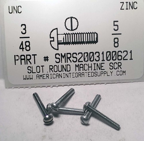 #3-48X5/8 ROUND HEAD SLOTTED MACHINE SCREW STEEL ZINC PLATED