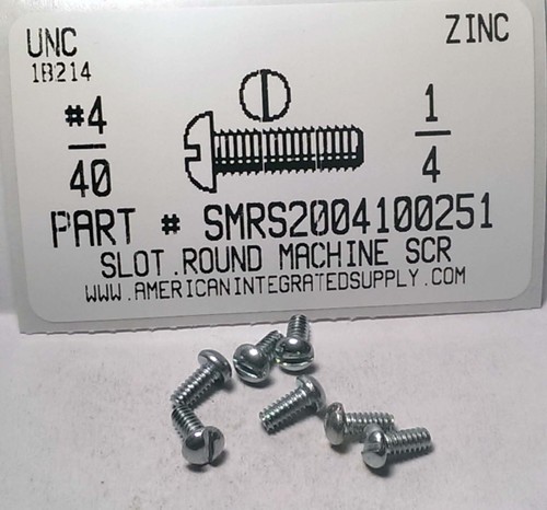 #4-40X1/4 ROUND HEAD SLOTTED MACHINE SCREW STEEL ZINC PLATED