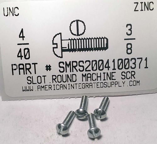 #4-40X3/8 ROUND HEAD SLOTTED MACHINE SCREW STEEL ZINC PLATED