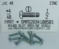 #4-40X1/2 ROUND HEAD SLOTTED MACHINE SCREW STEEL ZINC PLATED