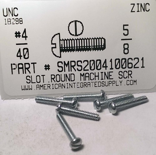 #4-40X5/8 ROUND HEAD SLOTTED MACHINE SCREW STEEL ZINC PLATED