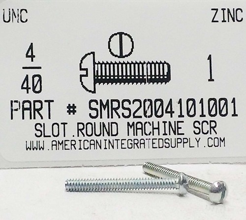 #4-40X1 ROUND HEAD SLOTTED MACHINE SCREW STEEL ZINC PLATED