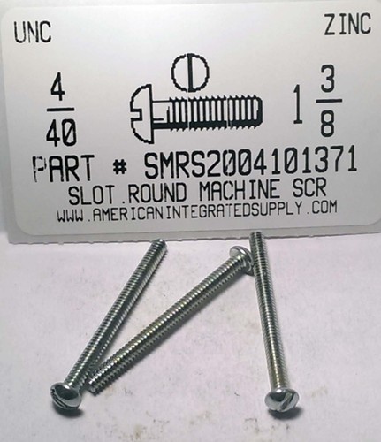 #4-40X1-3/8 ROUND HEAD SLOTTED MACHINE SCREW STEEL ZINC PLATED