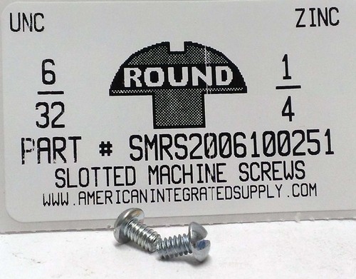 #6-32X1/4 ROUND HEAD SLOTTED MACHINE SCREW STEEL ZINC PLATED
