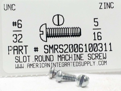 #6-32X5/16 ROUND HEAD SLOTTED MACHINE SCREW STEEL ZINC PLATED